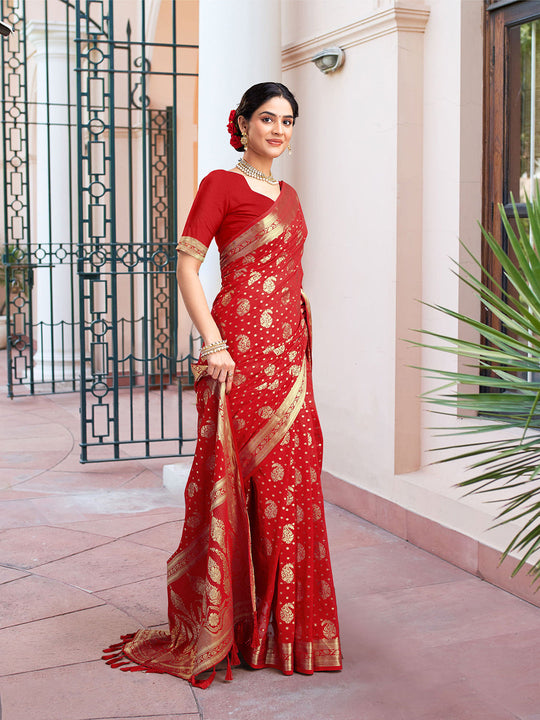 Georgette Banarasi Silk Saree With Blouse Piece