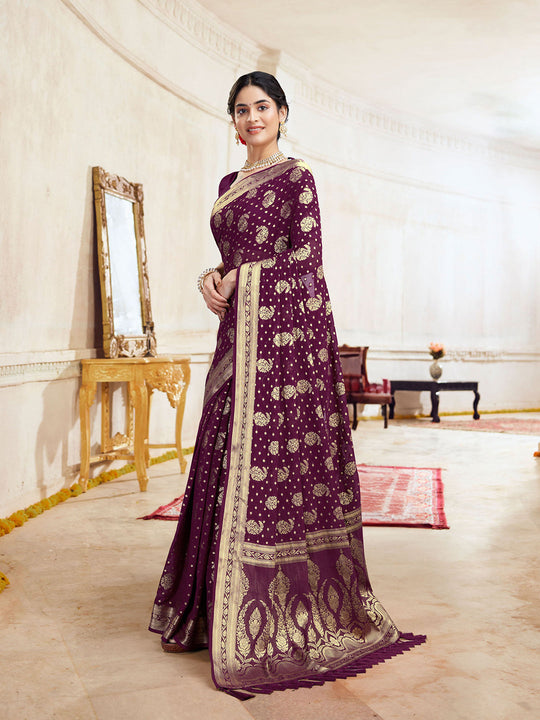 Georgette Banarasi Silk Saree With Blouse Piece
