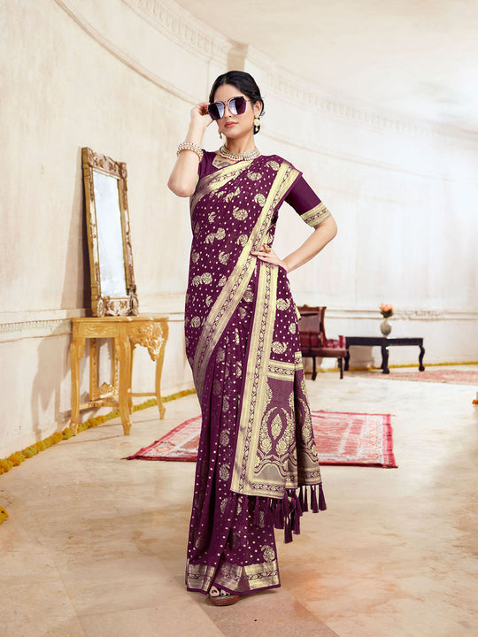 Georgette Banarasi Silk Saree With Blouse Piece