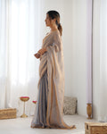 Grey Fendy Satin 3 Mm Seqwance Work Saree With Blouse Piece