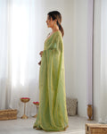 Green Fendy Satin 3 Mm Seqwance Work Saree With Blouse Piece