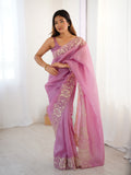 Pink Candy Crush Embroidery Worksaree With Blouse Piece
