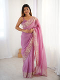 Pink Candy Crush Embroidery Worksaree With Blouse Piece
