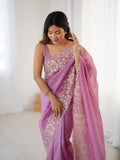 Pink Candy Crush Embroidery Worksaree With Blouse Piece