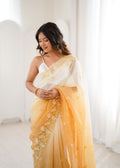 Yellow Crunchy Seqwance Work And Arco Bordersaree With Blouse Piece