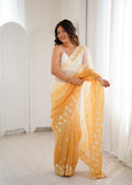 Yellow Crunchy Seqwance Work And Arco Bordersaree With Blouse Piece
