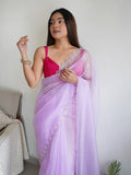 Lavender Organza Saree With Blouse Piece