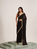 Black Embellished Sequinned Brasso Saree