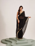 Black Embellished Sequinned Brasso Saree