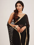 Black Embellished Sequinned Brasso Saree