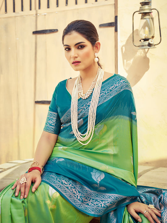 Green Soft Silk Festive Wear Saree With Blouse Piece