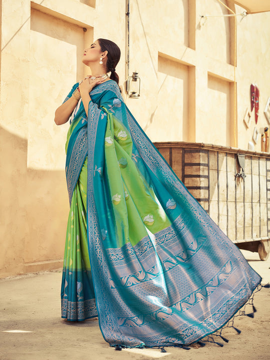 Green Soft Silk Festive Wear Saree With Blouse Piece