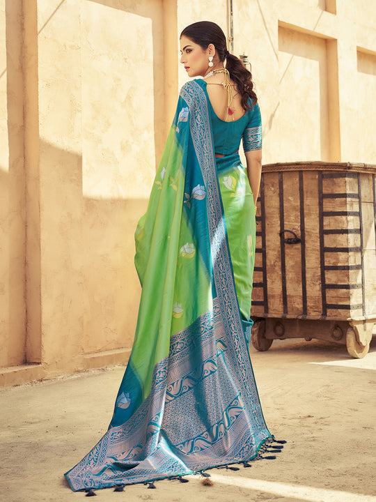 Green Soft Silk Festive Wear Saree With Blouse Piece