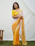 Yellow Georgette Saree With Blouse Piece