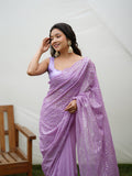 Turquoise Georgette Saree With Blouse Piece