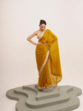 Mustard Embellished Sequined Lace Designer Saree