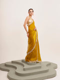 Mustard Embellished Sequined Lace Designer Saree