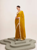 Mustard Embellished Sequined Lace Designer Saree