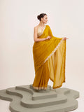 Mustard Embellished Sequined Lace Designer Saree