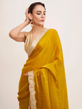 Mustard Embellished Sequined Lace Designer Saree