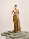 Gold Sequinned Designer Lace Tissue Saree