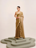 Gold Sequinned Designer Lace Tissue Saree