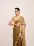 Gold Sequinned Designer Lace Tissue Saree