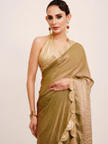 Gold Sequinned Designer Lace Tissue Saree