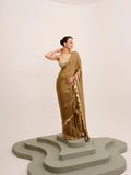 Gold Sequinned Designer Lace Tissue Saree