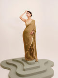 Gold Sequinned Designer Lace Tissue Saree