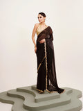 Black Sequinned Designer Lace Organza Saree