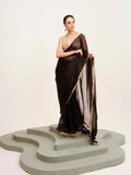 Black Sequinned Designer Lace Organza Saree