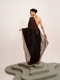 Black Sequinned Designer Lace Organza Saree