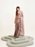 Metallic Grey Embellished Silk Blend Saree