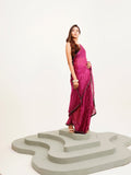 Wine Embellished  Brasso Saree