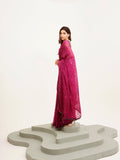 Wine Embellished  Brasso Saree