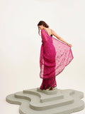 Wine Embellished  Brasso Saree