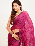 Wine Embellished  Brasso Saree