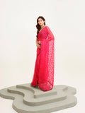 Pink Embellished Sequinned Designer Lace Brasso Saree