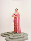 Pink Sequinned Lace Tissue Saree