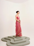 Pink Sequinned Lace Tissue Saree