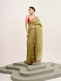 Green Sequinned Designer Lace Tissue Saree