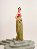Green Sequinned Designer Lace Tissue Saree
