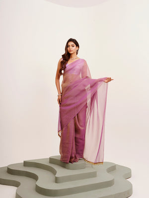 Lavender Solid Tissue Saree