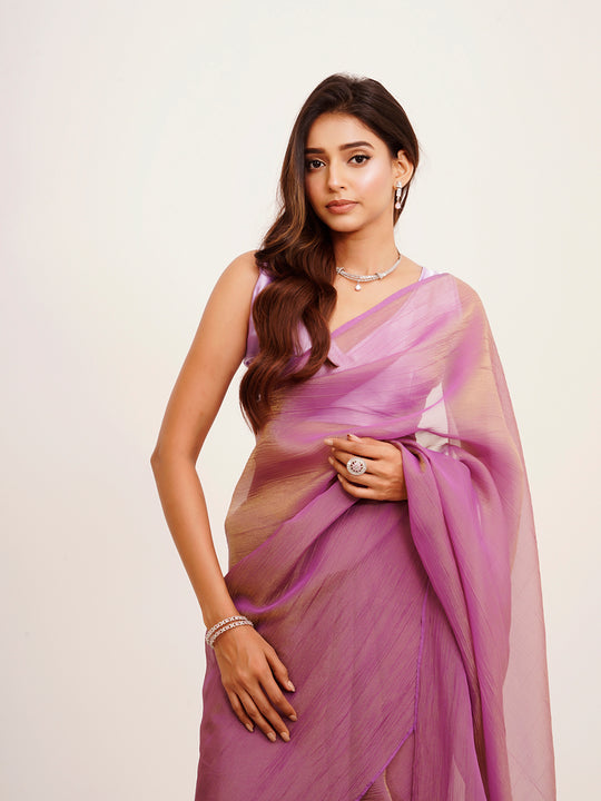 Lavender Solid Tissue Saree