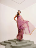 Lavender Solid Tissue Saree