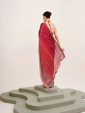Pink Embellished Beads And Stones Chiffon Saree