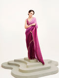 Pink Ombre Beads And Stones Satin Saree