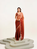 Maroon Ombre  Embellished Beads And Stones Satin Saree