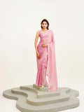 Pink Embellished Beads And Stones Partywear Satin Saree
